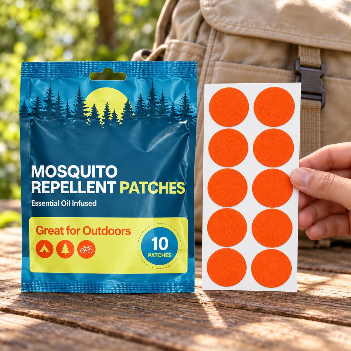 Velnoriah Bright Orange Round Mosquito Repellent Patches | 10-Pack