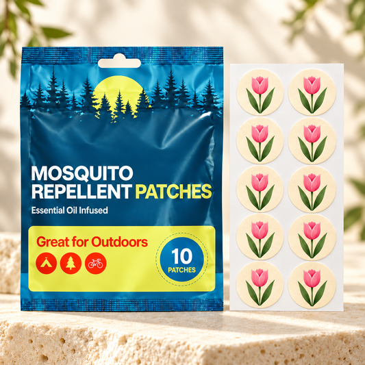 Velnoriah Pink Tulip Design Mosquito Repellent Patches | 10-Pack