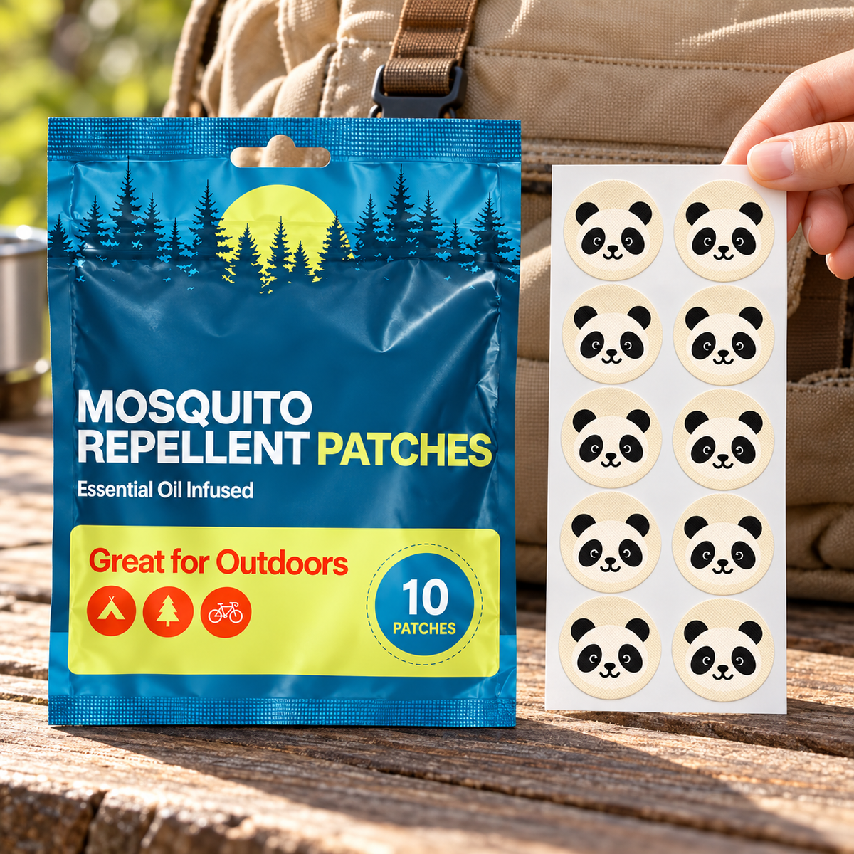 Velnoriah Panda Design Mosquito Repellent Patches | 10-Pack