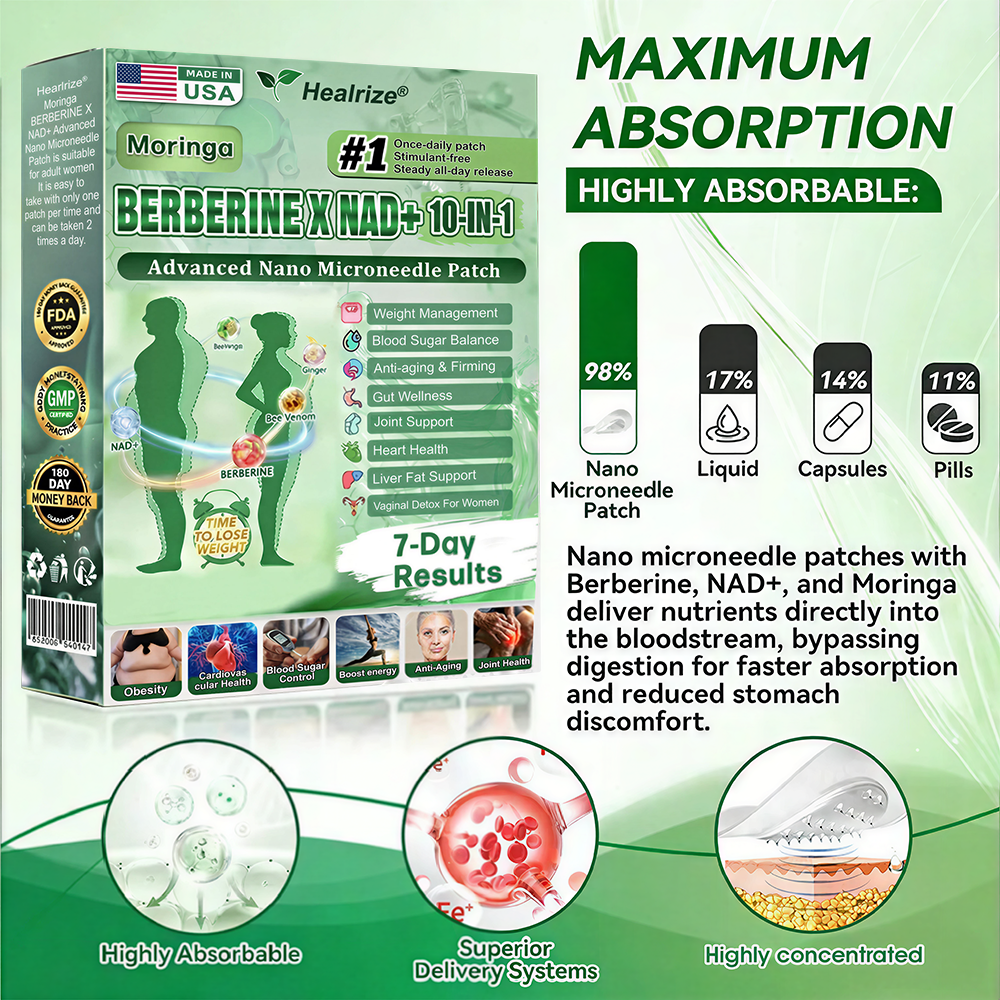 𝐎𝐟𝐟𝐢𝐜𝐢𝐚𝐥 𝐔𝐒 𝐒𝐭𝐨𝐫𝐞 🇺🇸  | 🧑‍⚕️Healrize® Moringa · Berberine × NAD+ 𝟏𝟎-𝐢𝐧-𝟏 𝐀𝐝𝐯𝐚𝐧𝐜𝐞𝐝 𝐍𝐚𝐧𝐨 𝐌𝐢𝐜𝐫𝐨𝐧𝐞𝐞𝐝𝐥𝐞 𝐏𝐚𝐭𝐜𝐡 — 𝐎𝐧𝐜𝐞 𝐃𝐚𝐢𝐥𝐲, 𝐕𝐢𝐬𝐢𝐛𝐥𝐞 𝐑𝐞𝐬𝐮𝐥𝐭𝐬 𝐢𝐧 𝟕 𝐃𝐚𝐲𝐬 - Am