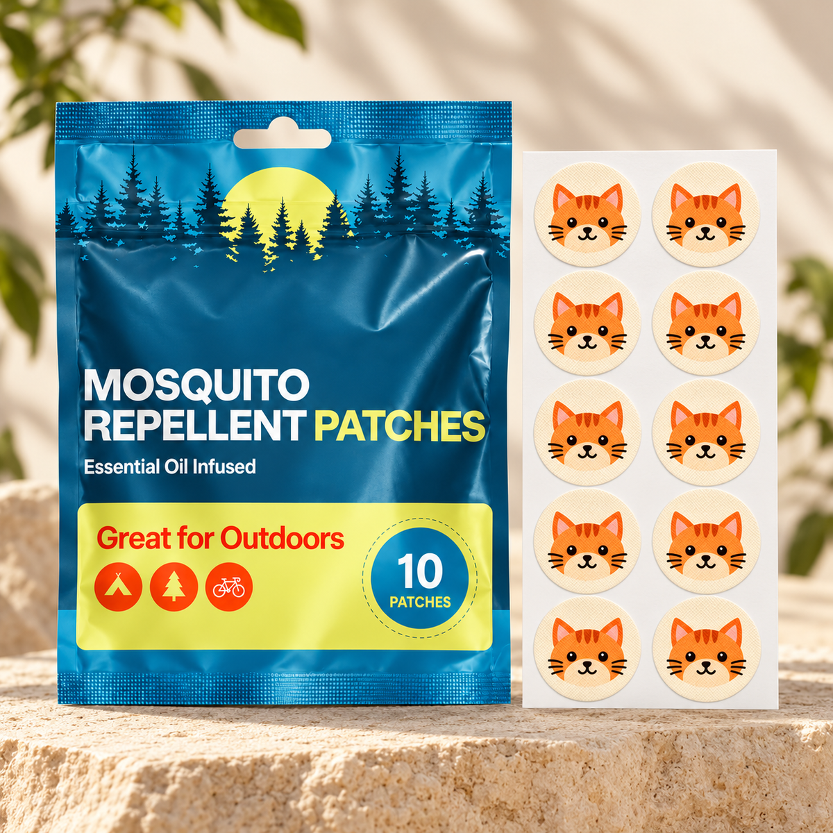 Velnoriah Orange Cat Mosquito Repellent Patches | 10-Pack