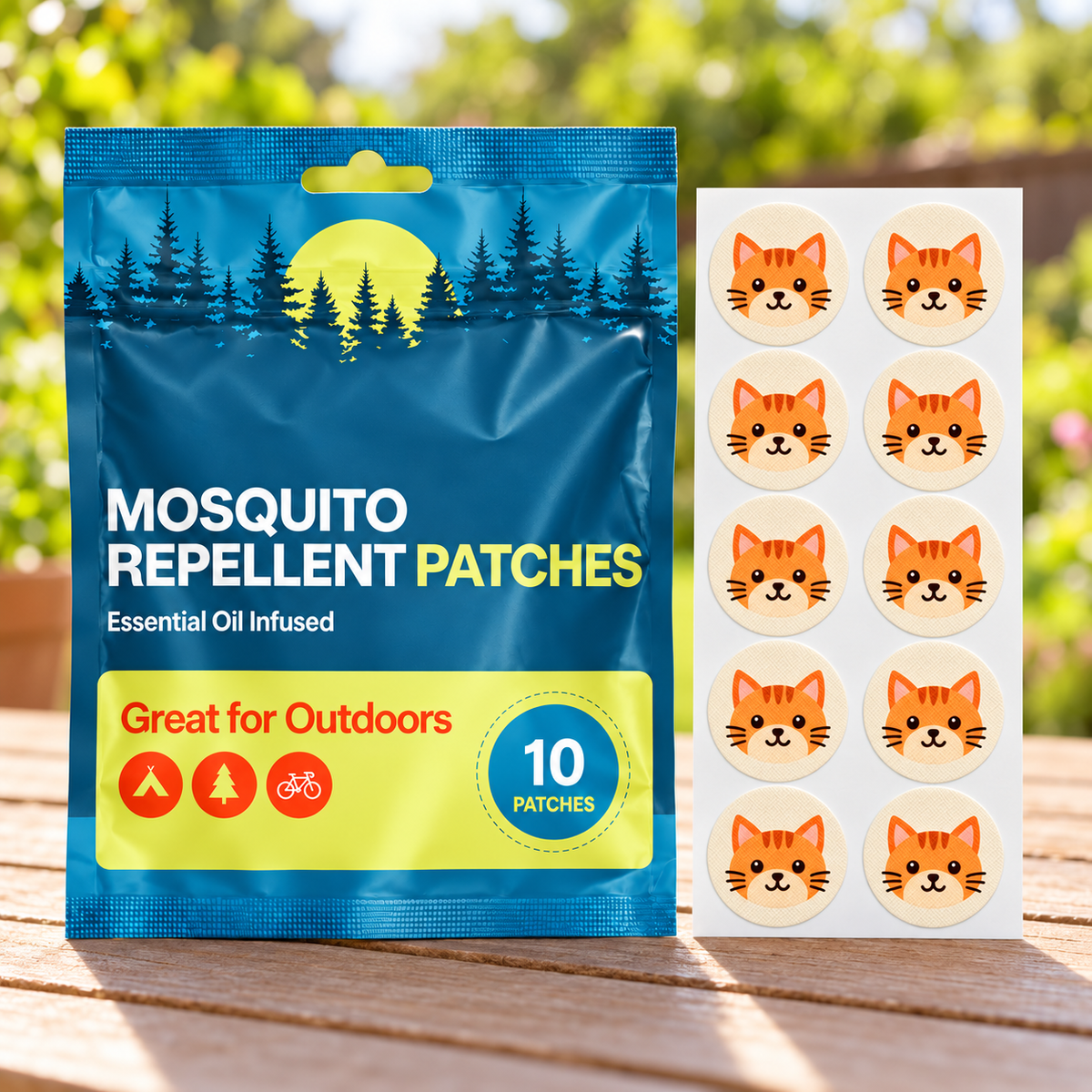 Velnoriah Orange Cat Mosquito Repellent Patches | 10-Pack