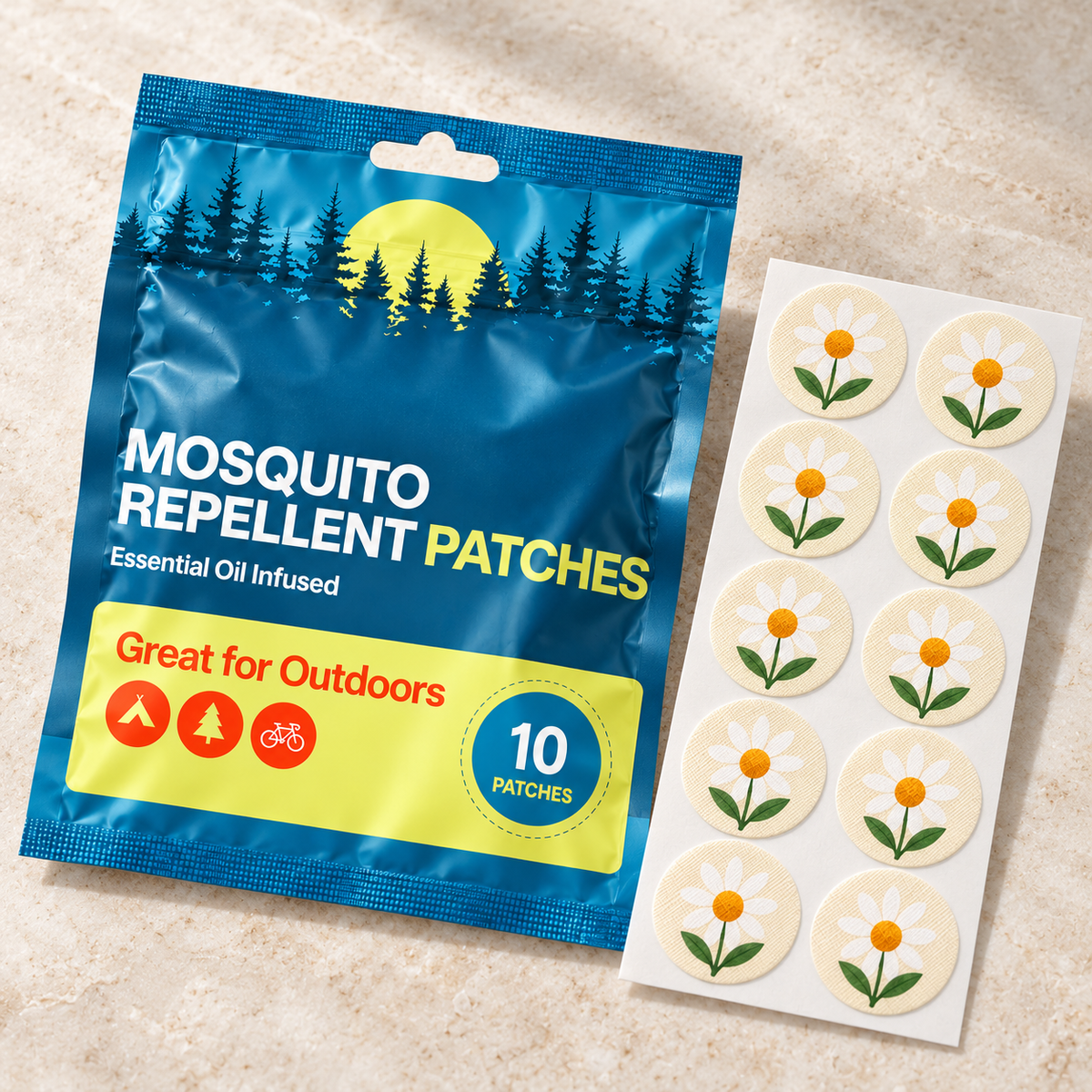 Velnoriah Daisy Design Mosquito Repellent Patches | 10-Pack