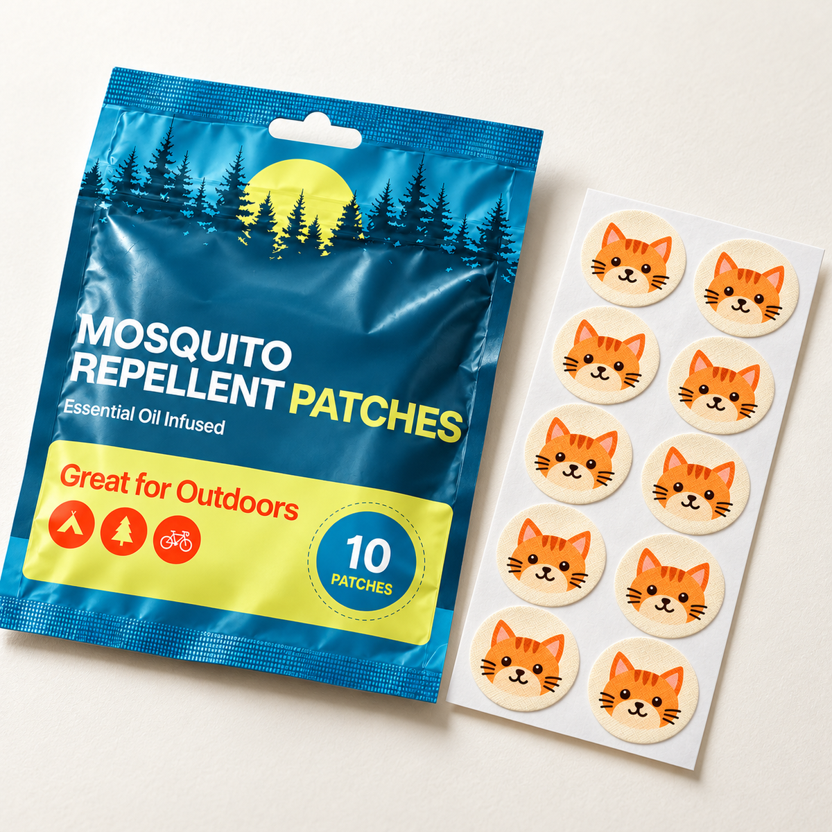 Velnoriah Orange Cat Mosquito Repellent Patches | 10-Pack
