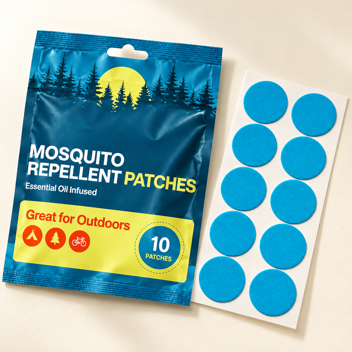Velnoriah Blue Round Mosquito Repellent Patches | 10-Pack