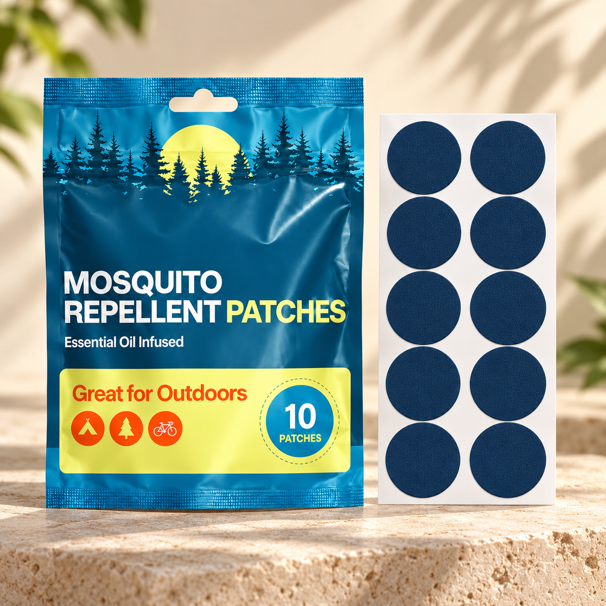 Velnoriah Navy Blue Round Mosquito Repellent Patches | 10-Pack