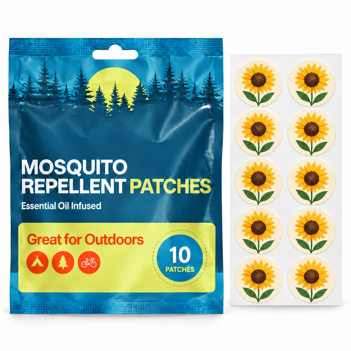 Velnoriah Sunflower Design Mosquito Repellent Patches | 10-Pack