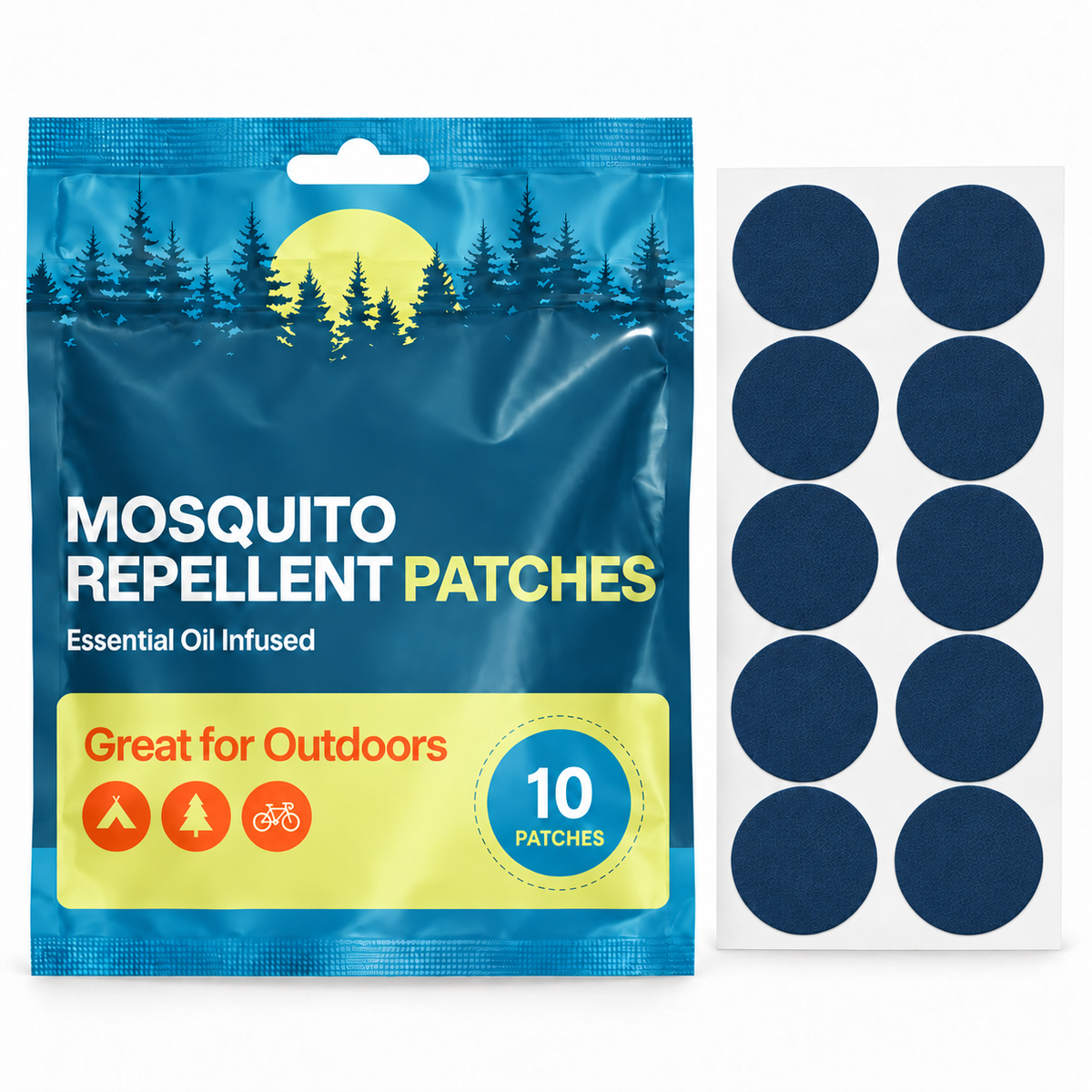 Velnoriah Navy Blue Round Mosquito Repellent Patches | 10-Pack