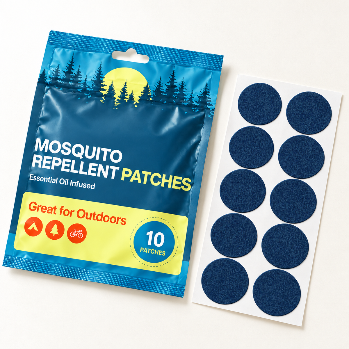 Velnoriah Navy Blue Round Mosquito Repellent Patches | 10-Pack