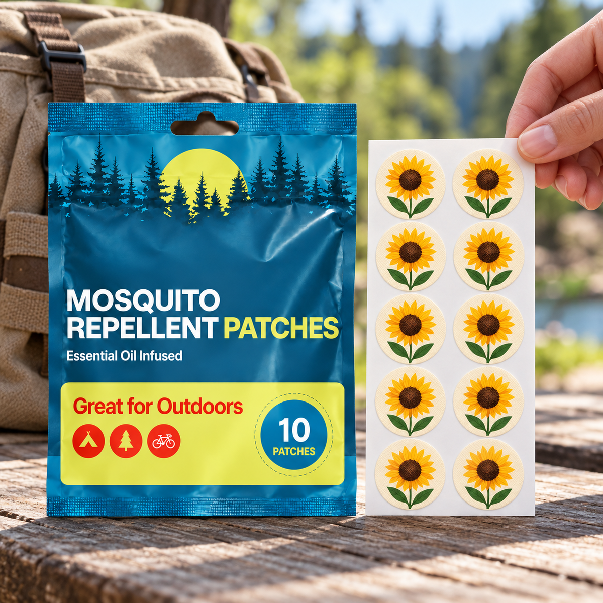 Velnoriah Sunflower Design Mosquito Repellent Patches | 10-Pack