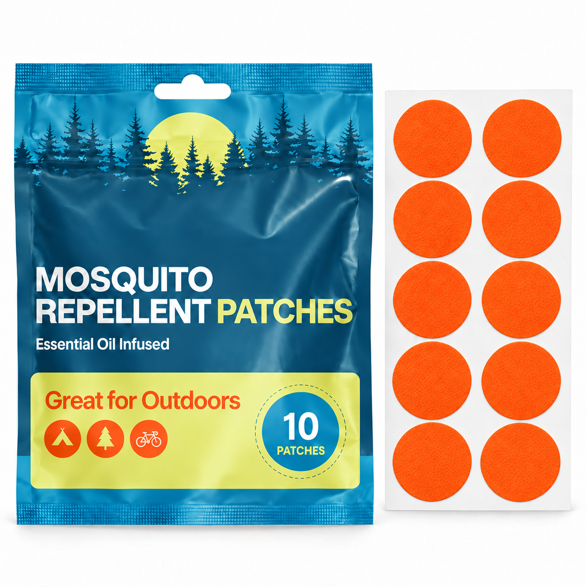 Velnoriah Bright Orange Round Mosquito Repellent Patches | 10-Pack