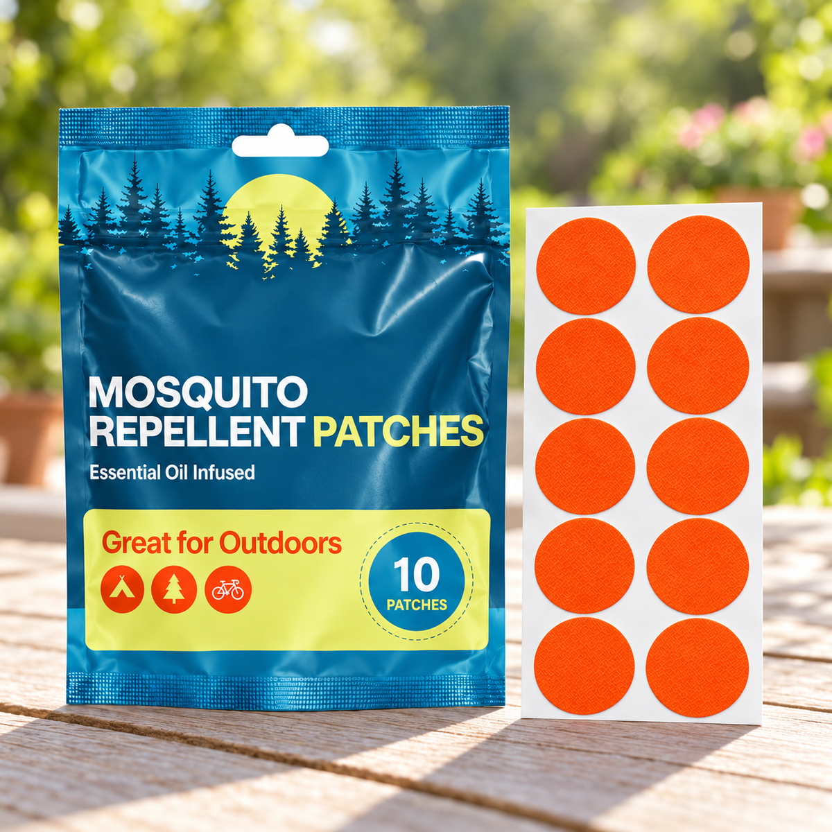 Velnoriah Bright Orange Round Mosquito Repellent Patches | 10-Pack