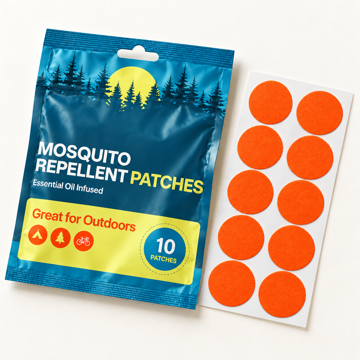 Velnoriah Bright Orange Round Mosquito Repellent Patches | 10-Pack