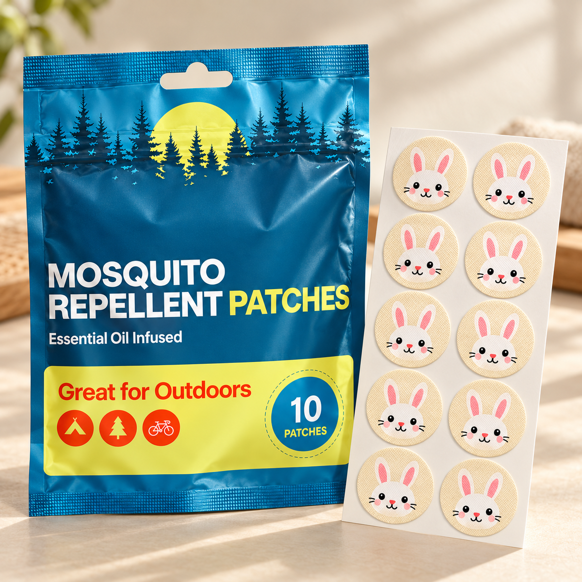 Velnoriah Bunny Design Mosquito Repellent Patches | 10-Pack