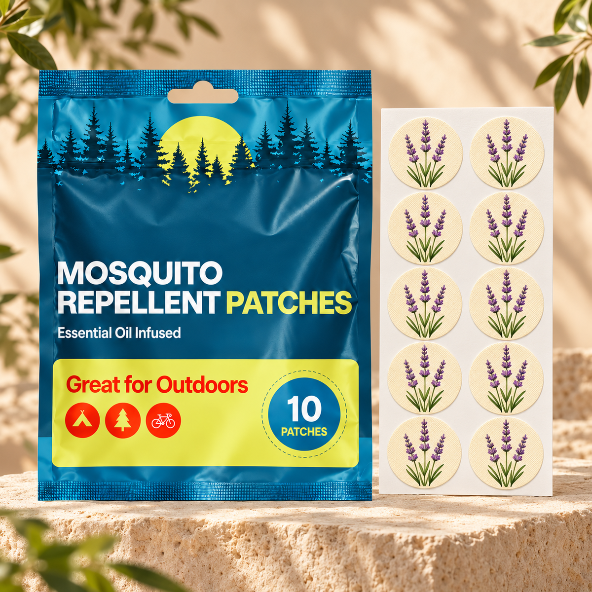 Velnoriah Lavender Design Mosquito Repellent Patches | 10-Pack