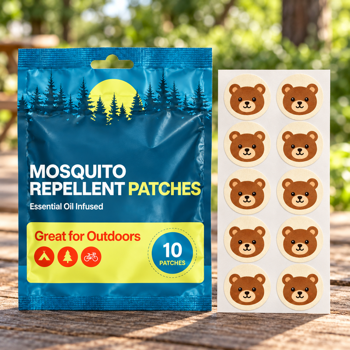 Velnoriah Brown Bear Mosquito Repellent Patches | 10-Pack