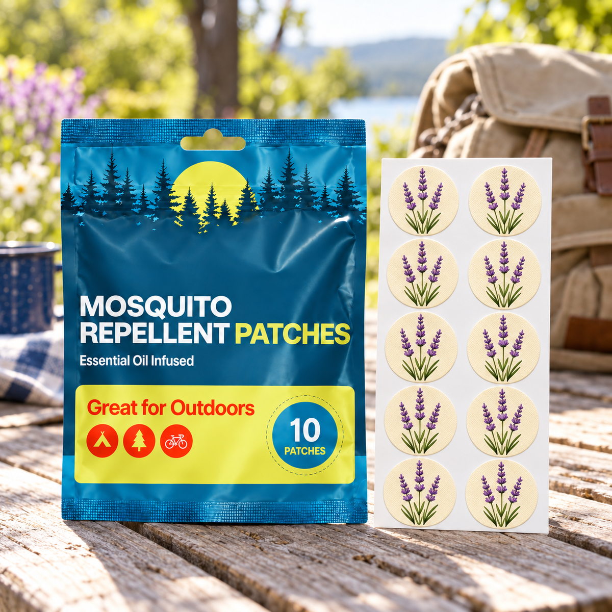 Velnoriah Lavender Design Mosquito Repellent Patches | 10-Pack
