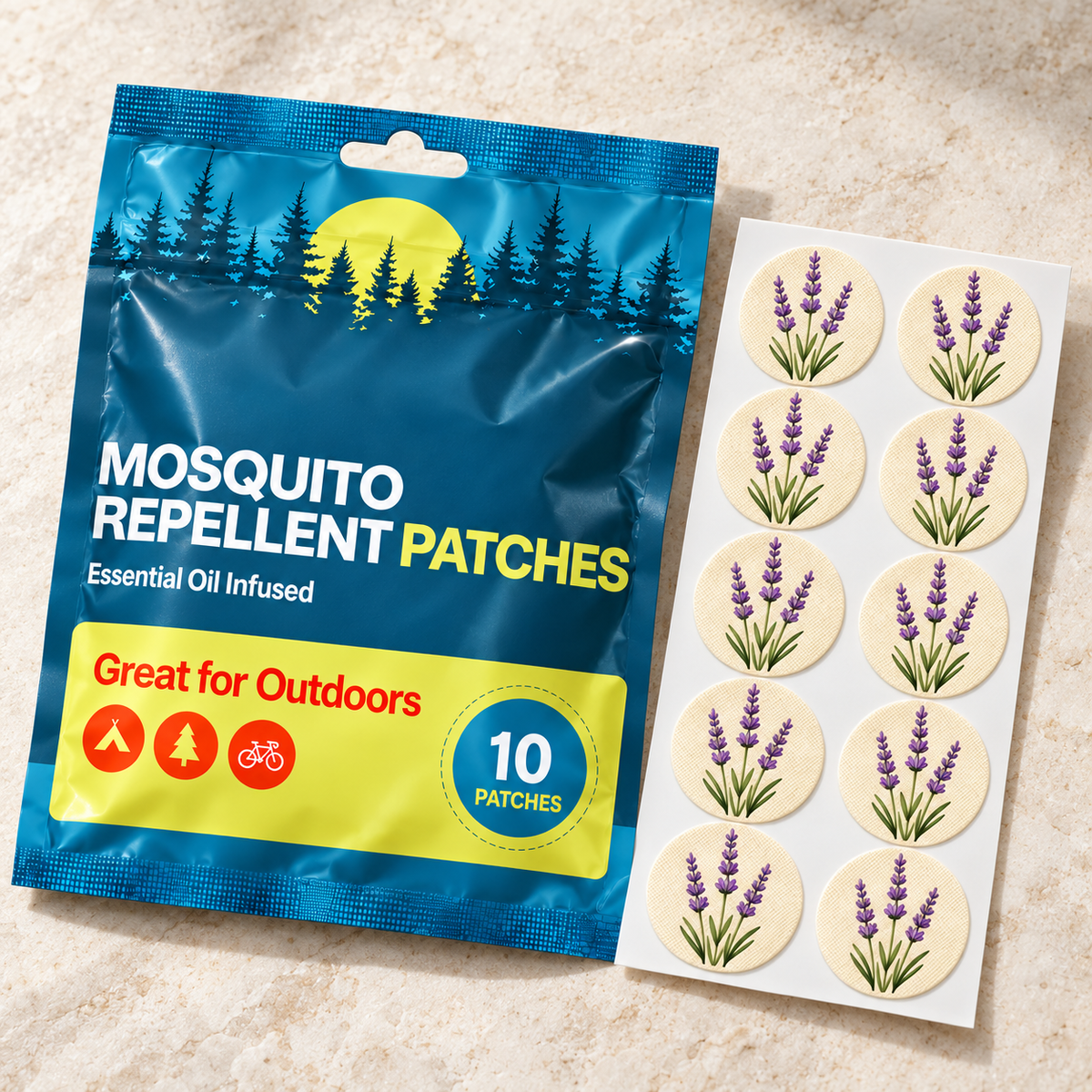 Velnoriah Lavender Design Mosquito Repellent Patches | 10-Pack