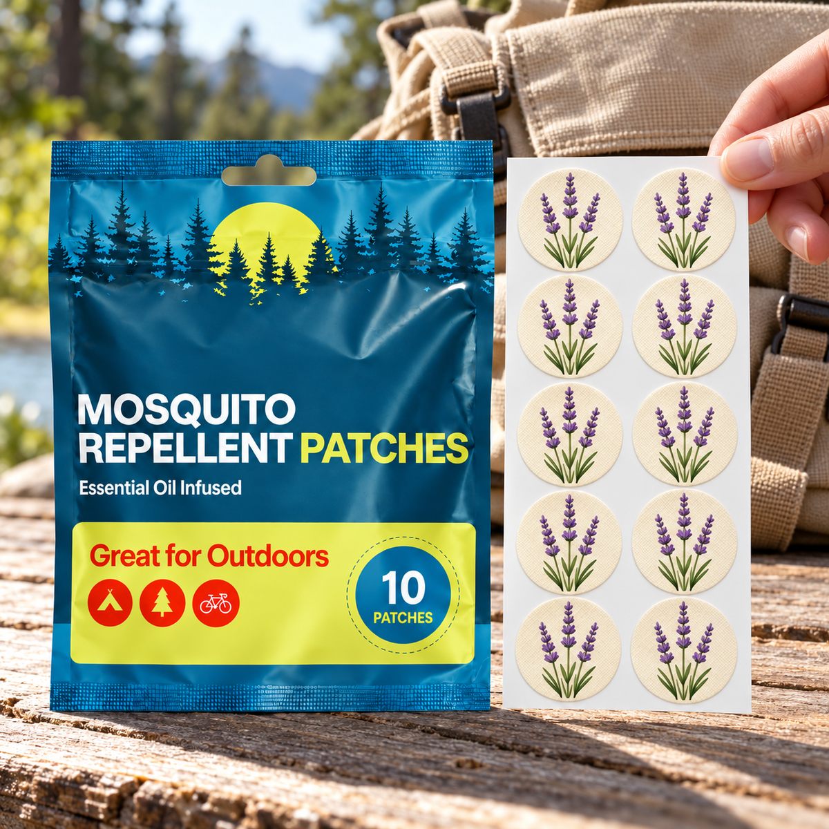 Velnoriah Lavender Design Mosquito Repellent Patches | 10-Pack