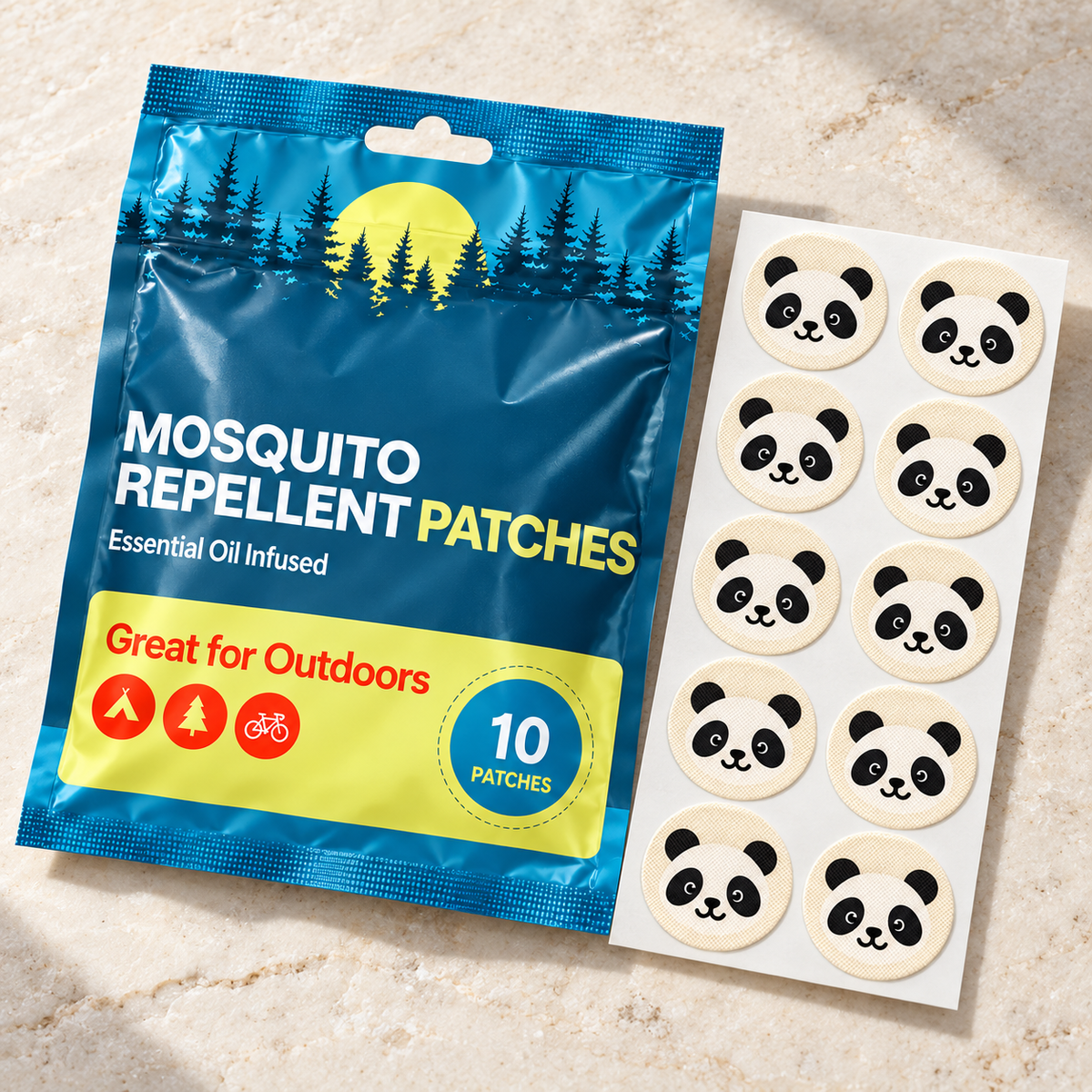 Velnoriah Panda Design Mosquito Repellent Patches | 10-Pack
