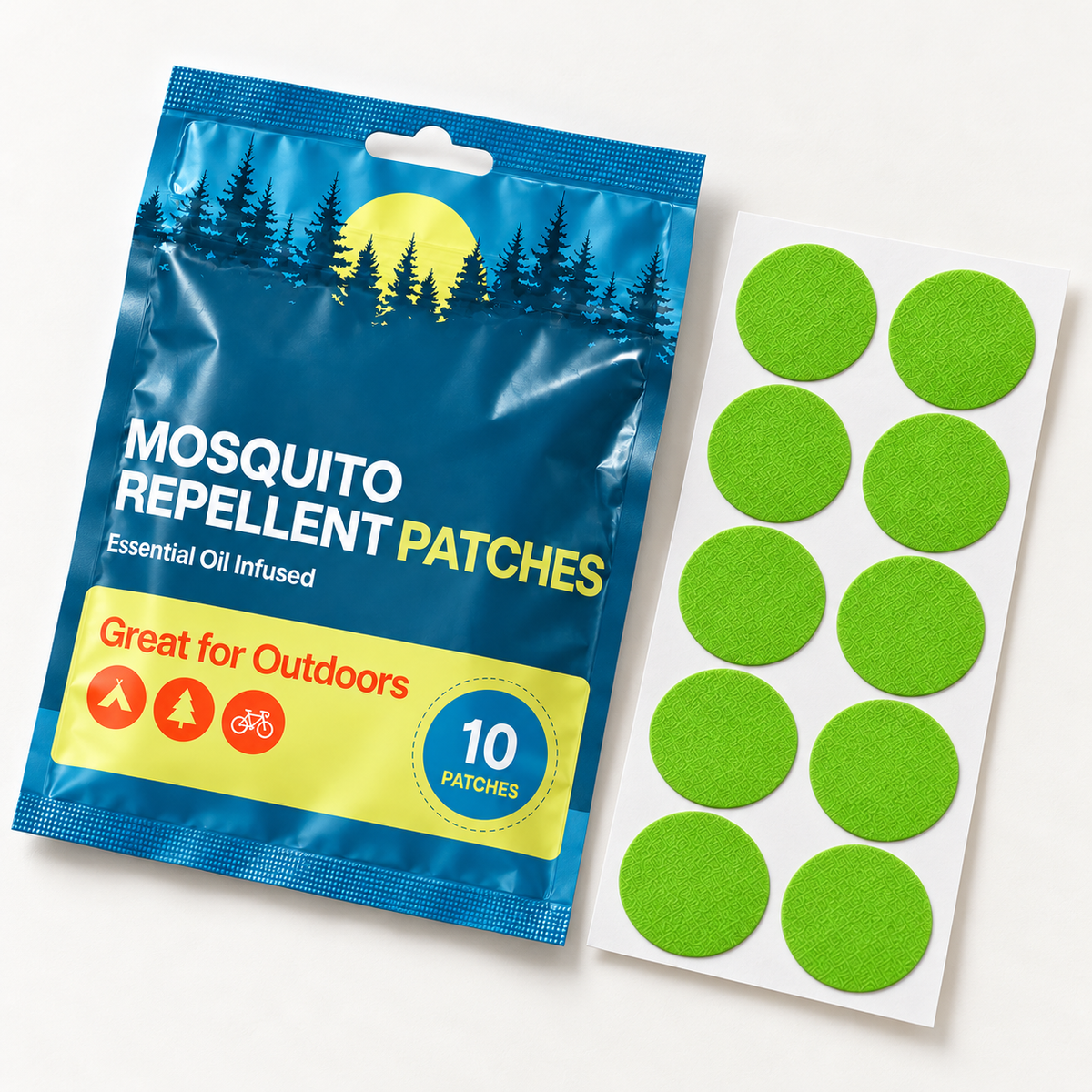 Velnoriah Lime Green Round Mosquito Repellent Patches | 10-Pack