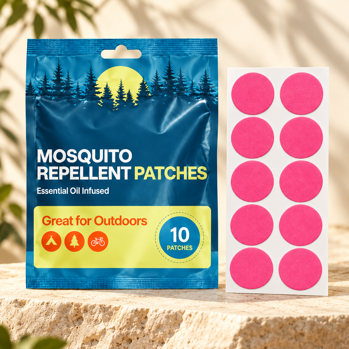 Velnoriah Bright Pink Round Mosquito Repellent Patches | 10-Pack