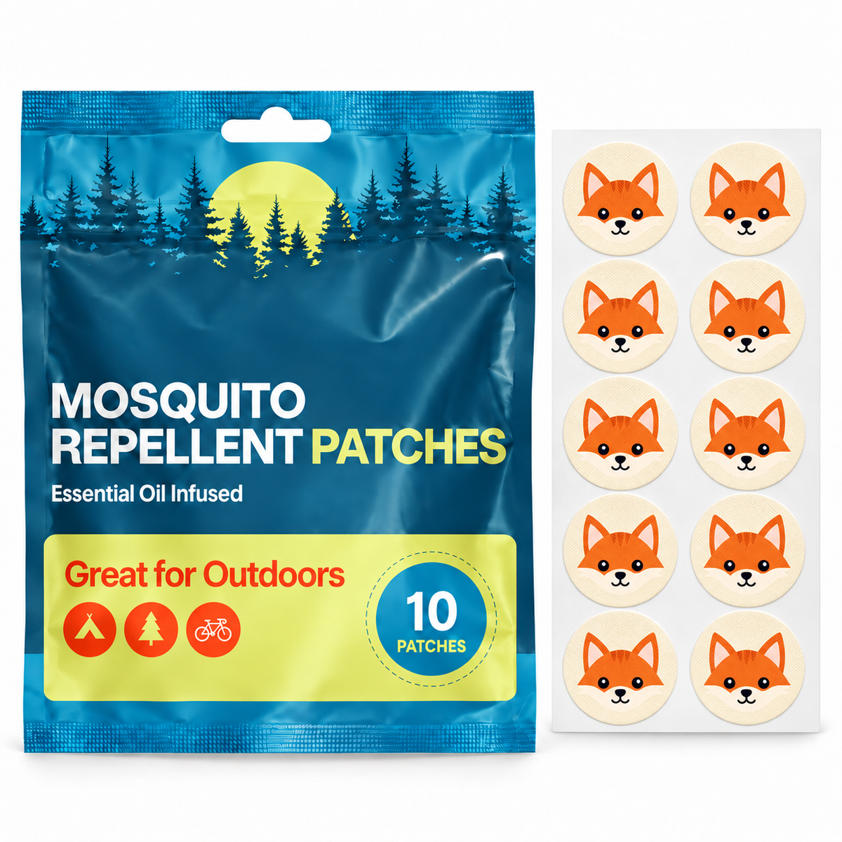 Velnoriah Fox Design Mosquito Repellent Patches | 10-Pack