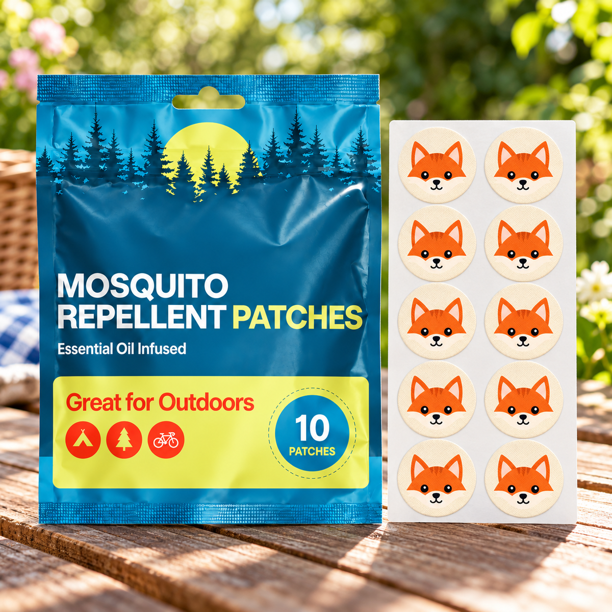 Velnoriah Fox Design Mosquito Repellent Patches | 10-Pack