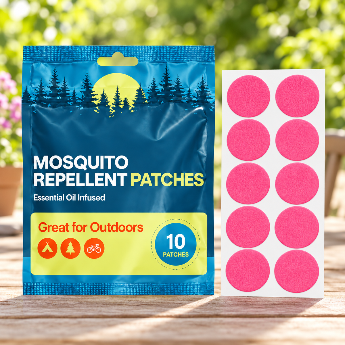 Velnoriah Bright Pink Round Mosquito Repellent Patches | 10-Pack
