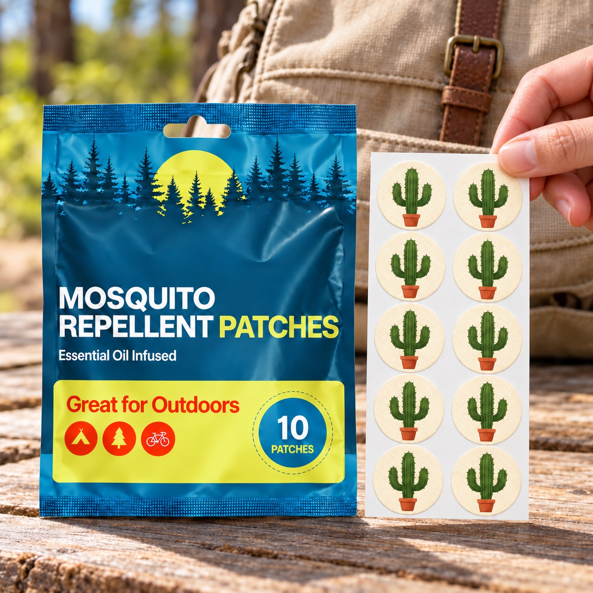 Velnoriah Cactus Design Mosquito Repellent Patches | 10-Pack