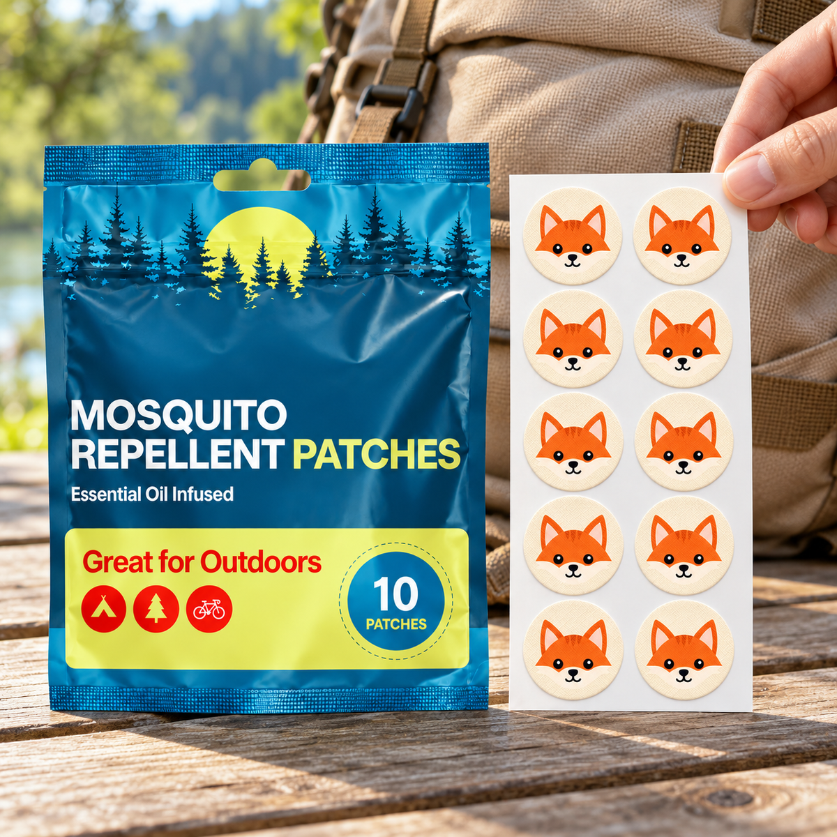 Velnoriah Fox Design Mosquito Repellent Patches | 10-Pack