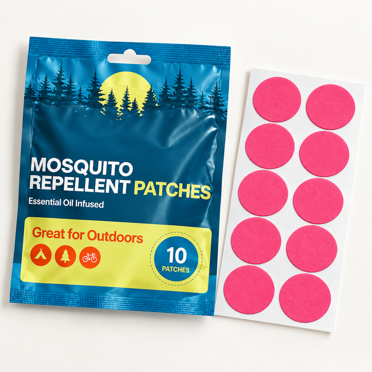 Velnoriah Bright Pink Round Mosquito Repellent Patches | 10-Pack