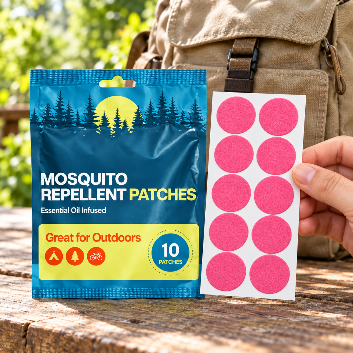 Velnoriah Bright Pink Round Mosquito Repellent Patches | 10-Pack