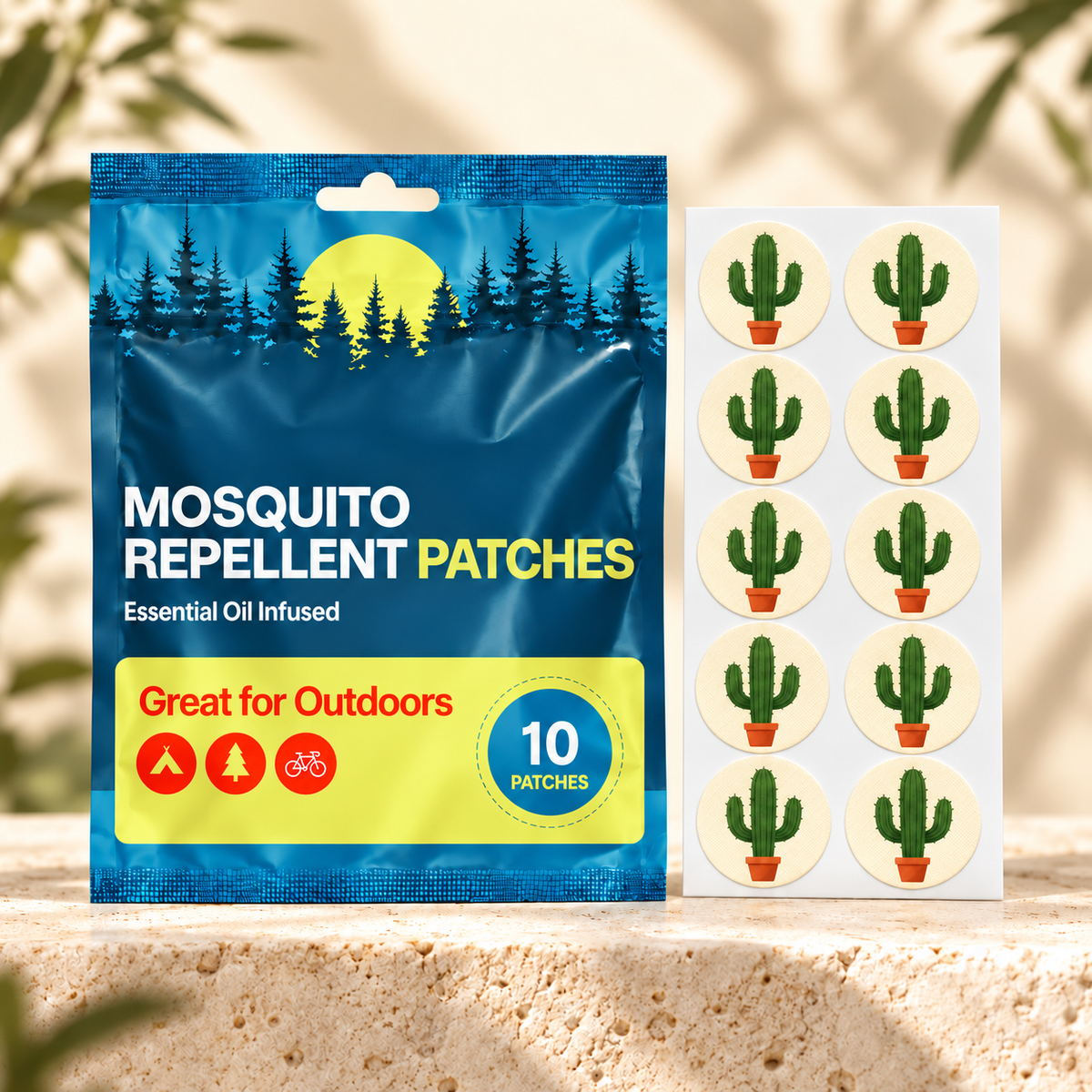 Velnoriah Cactus Design Mosquito Repellent Patches | 10-Pack