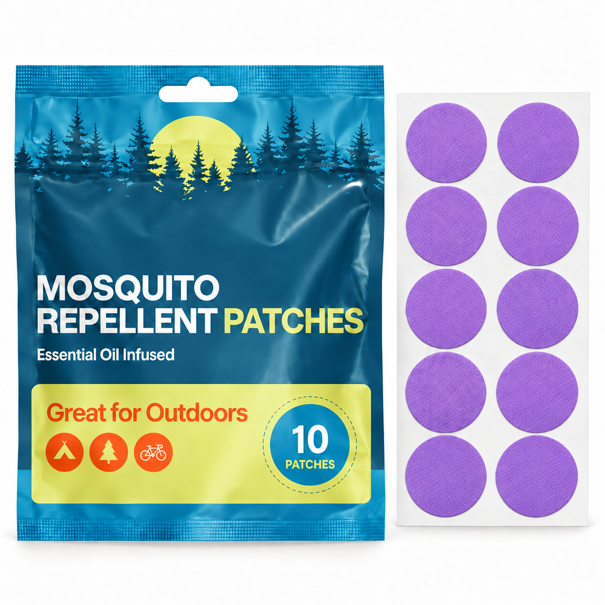 Velnoriah Purple Round Mosquito Repellent Patches | Solid Color 10-Pack
