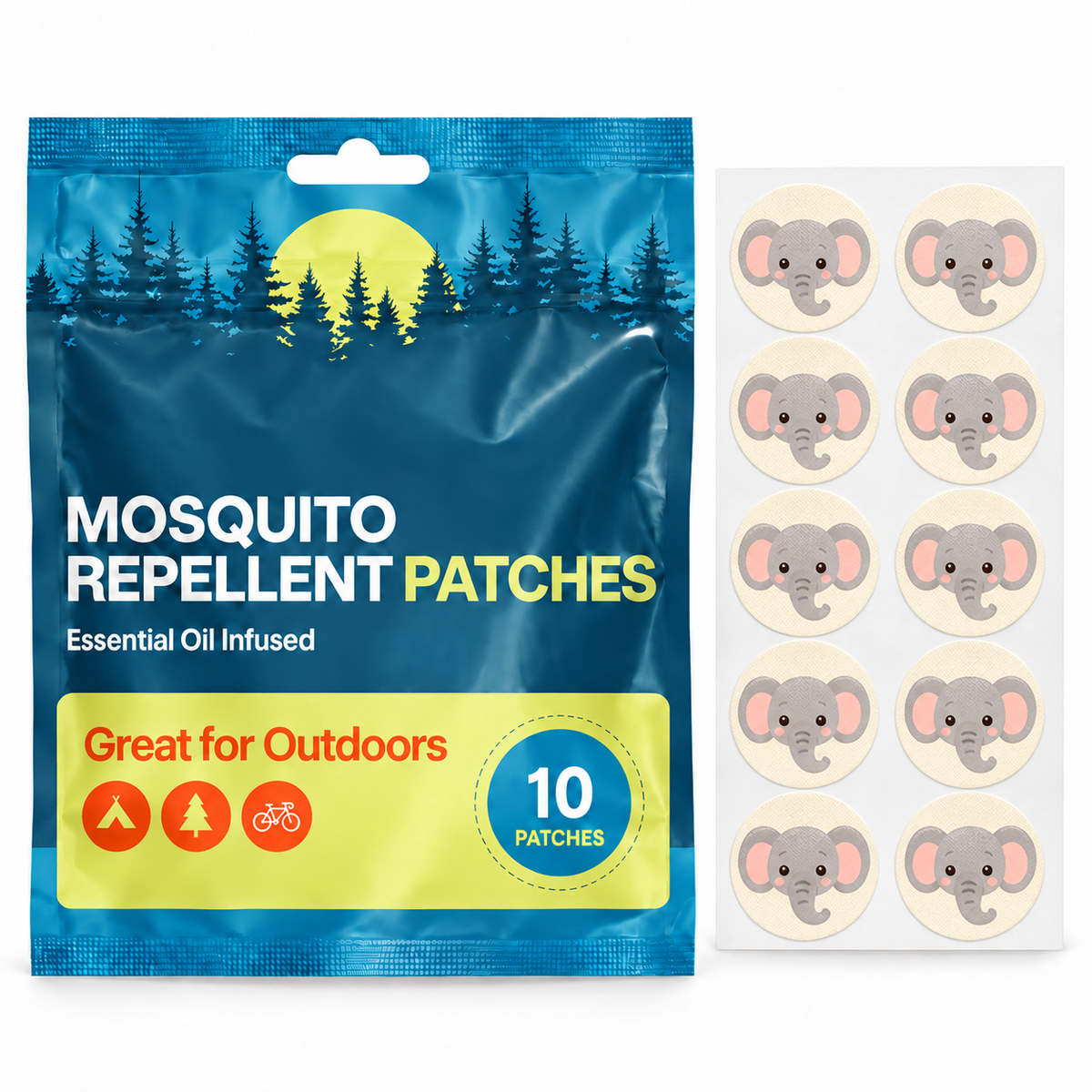 Velnoriah Elephant Design Mosquito Repellent Patches | 10-Pack