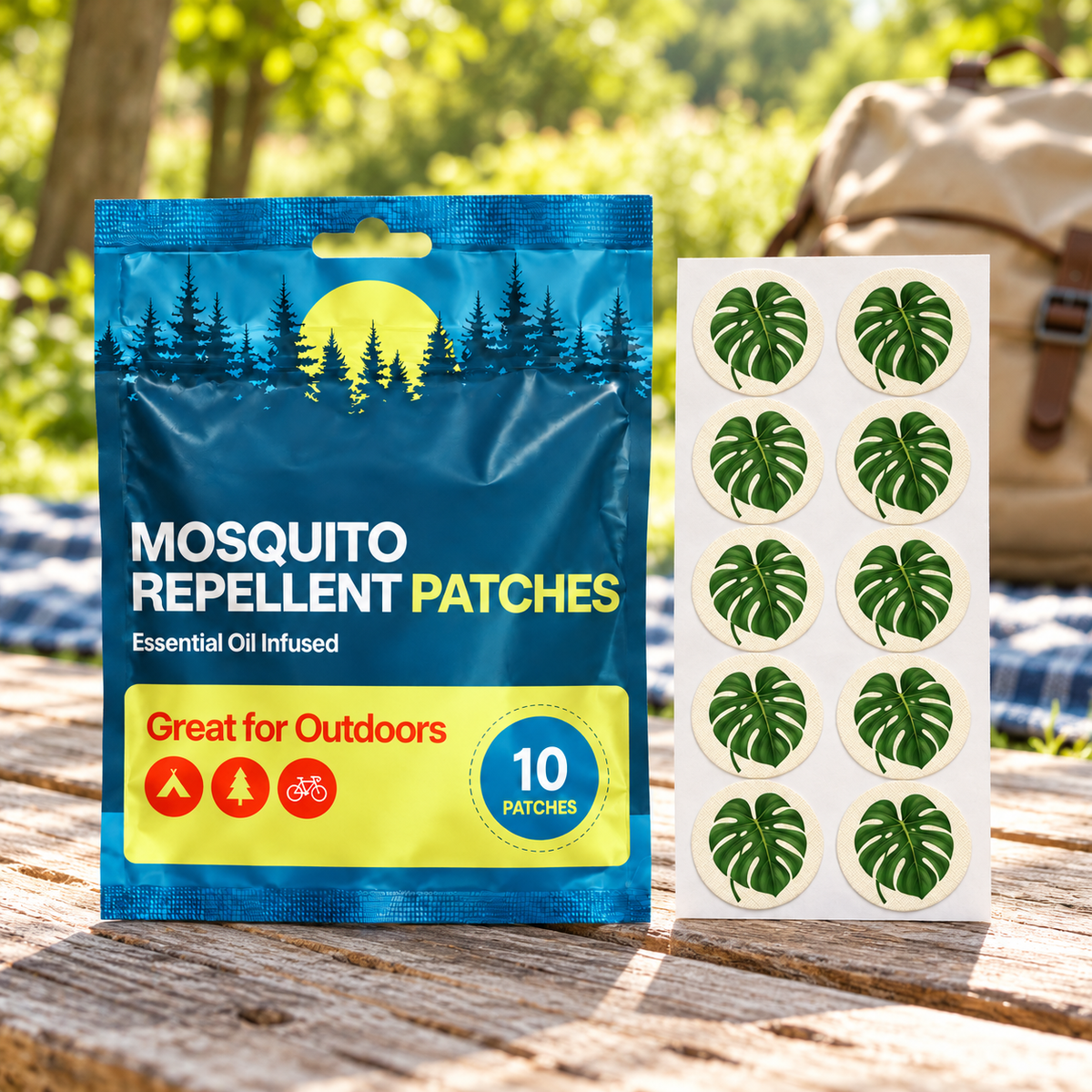 Velnoriah Monstera Leaf Design Mosquito Repellent Patches | 10-Pack
