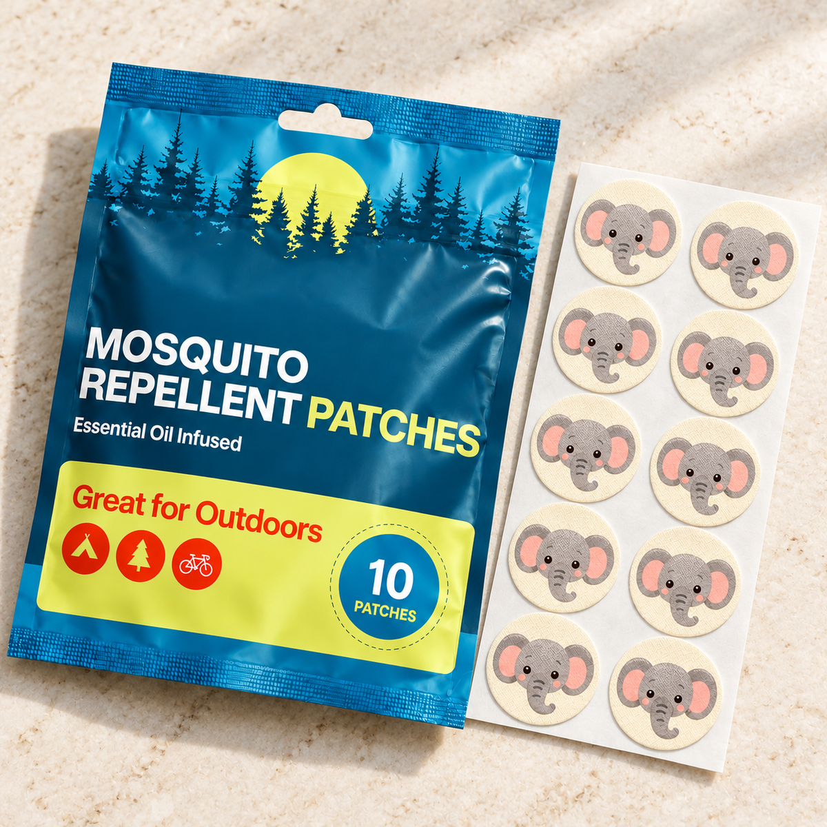 Velnoriah Elephant Design Mosquito Repellent Patches | 10-Pack