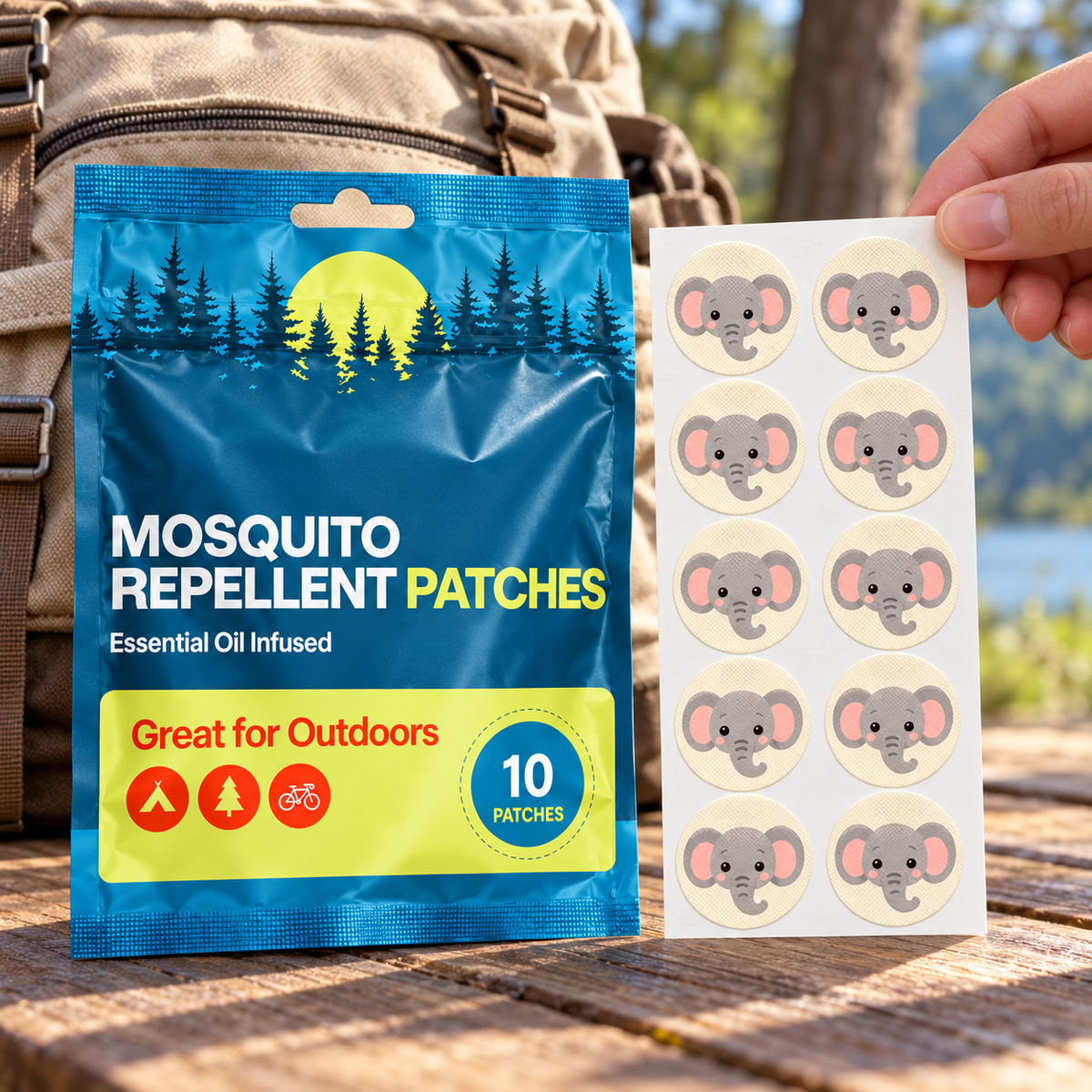 Velnoriah Elephant Design Mosquito Repellent Patches | 10-Pack